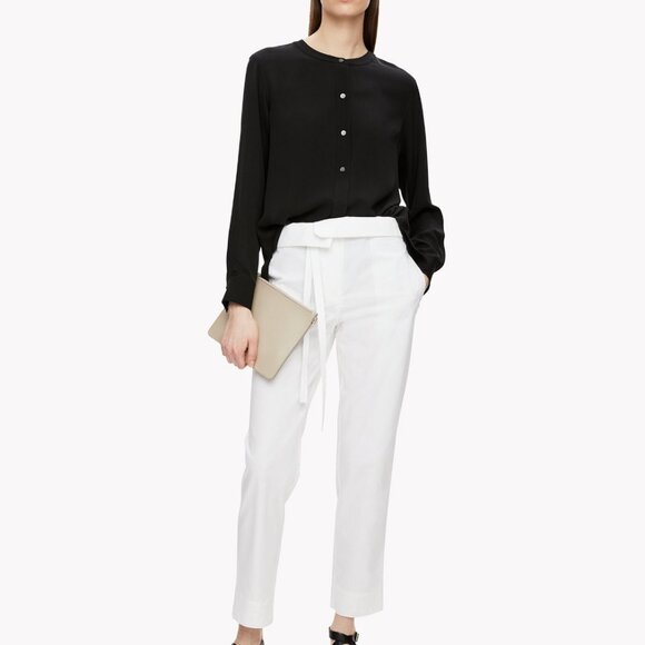 Theory Minimalist Transformer Pouch Handbag in Genuine Leather Light Grey - Picture 2 of 9